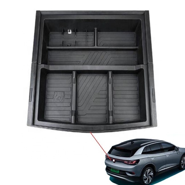 Trunk Box Spare Tire Storage Box Large Organizer Holder For Volkswagen ID.4 X CROZZ 2022 Modified storage with Cover 2022 2023