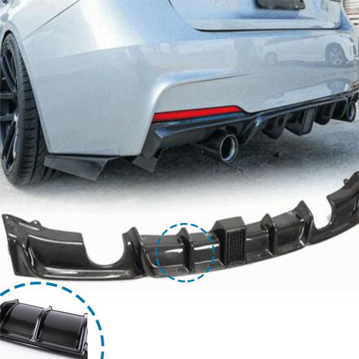 Upgrade M-Tech Sport Rear Bumper Diffuser For BMW M3 F30 3 Series 2013-2019  Body Kit Carbon Fiber With Brake LED-Light Exhaust