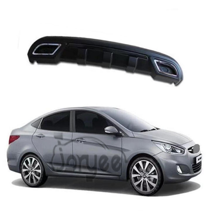 Car Rear Bumper Diffuser Exhaust With Red Reflector For Hyundai Accent ELANTRA 2011 2012 2013 Body Kit PP Parts Tuning Accessory