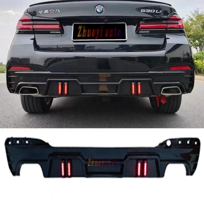 Latest 2023 M5 Diffuser With Double LED-Light For BMW 5 series  G35 2015-2022 Body Kit Quad Exhaust  MP Style Sport Rear Bumper