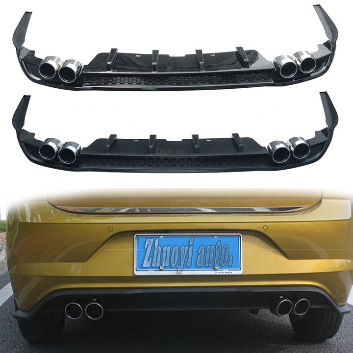 2023 NEW Upgrade Rear Bumper Diffuser With Brake Light For VW 2019-2022 POLO PLUS Body Kit Carbon Fiber Tuning  Accessories