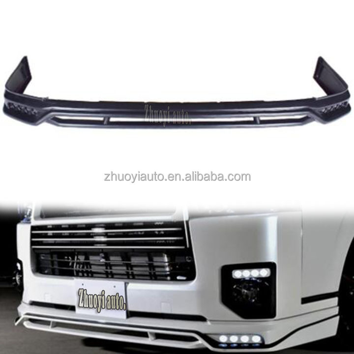 ROWEN Custom Front Bumper Lip With Light For Toyota HIACE 200 Series Van 2005-2018 Commuter Wide Body Kit Tuning Accessory Parts