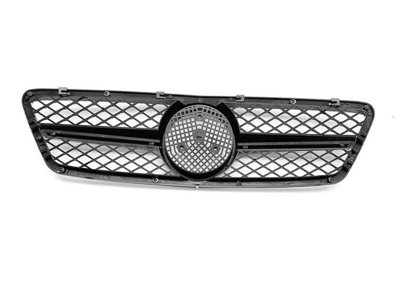 Upgrade AMG style Front Bumper Grille Aluminium For Benz w203 c32 C class 2000-2007 with hole Auto Body Kits Silver ABS 2006