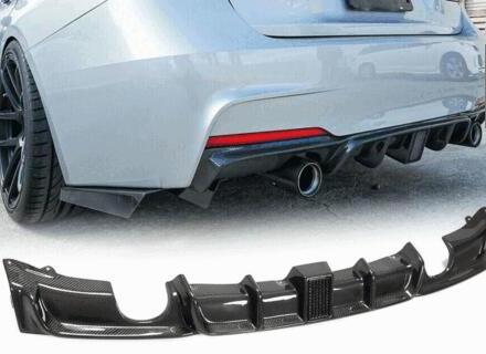 Upgrade M-Tech Sport Rear Bumper Diffuser For BMW M3 F30 3 Series 2013-2019  Body Kit Carbon Fiber With Brake LED-Light Exhaust