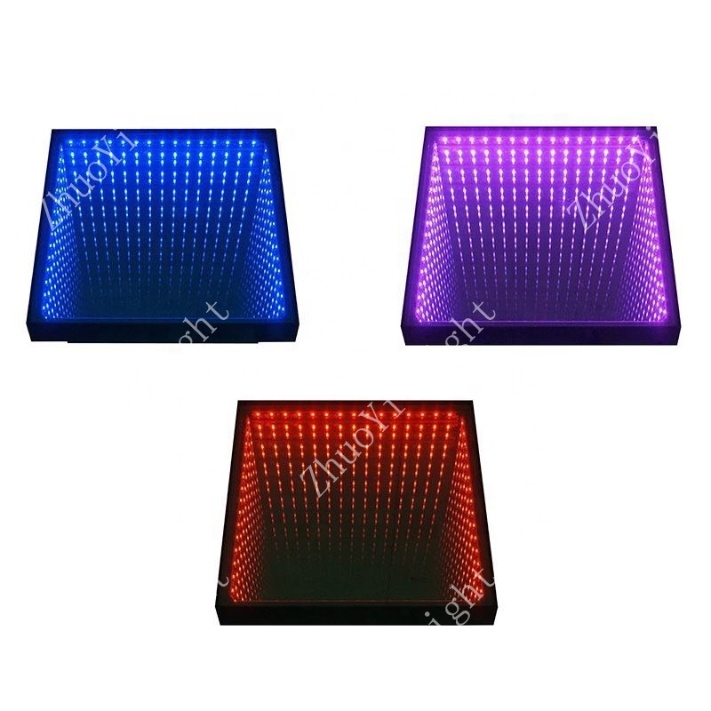 ZY Tempered Glass Panel Waterproof Outdoor Infinity Mirror 3D Effect LED Dance Floor Lights for Wedding Disco Party