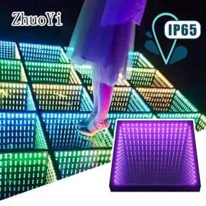 ZY Tempered Glass Panel Waterproof Outdoor Infinity Mirror 3D Effect LED Dance Floor Lights for Wedding Disco Party