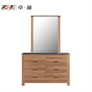 Modern Bedroom Foldable Mirror Dressing Table with Partition Storage Makeup Table Wood Dressers