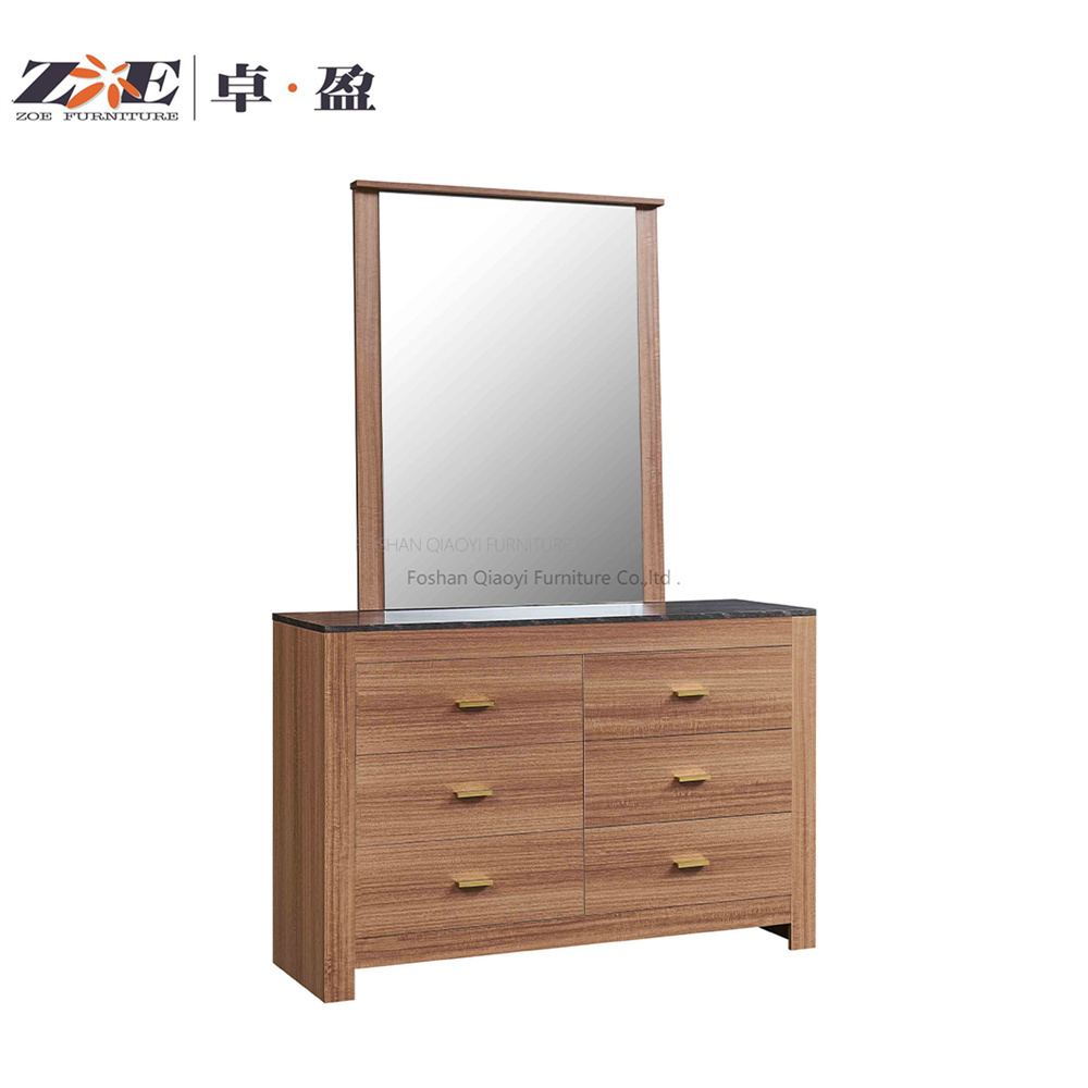 Modern Bedroom Foldable Mirror Dressing Table with Partition Storage Makeup Table Wood Dressers