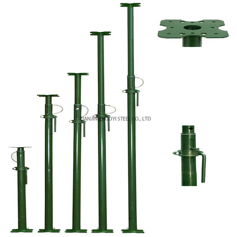 Shoring Jack Post Formowork Galvanized Adjustable Steel Push Pull Prop Formwork Props Scaffold With Round Base For Wall