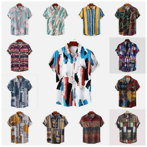 Foreign trade factory street clothing wholesale vacation outdoor men's short sleeve Hawaiian short shirt