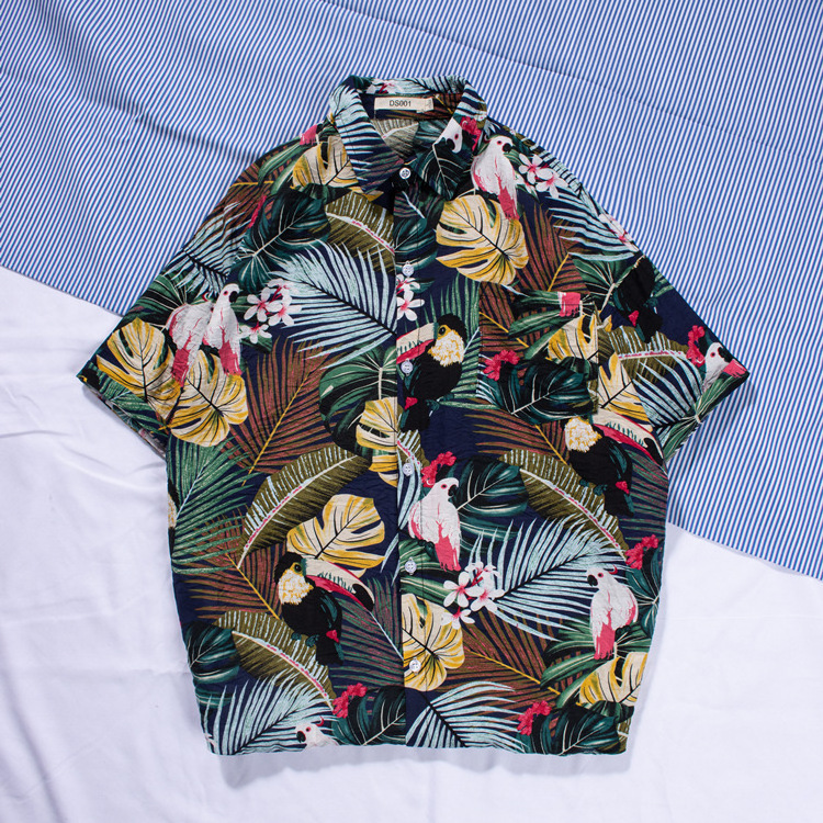 Foreign trade new summer leisure printed shirt men's Hawaiian holiday beach short-sleeved shirt