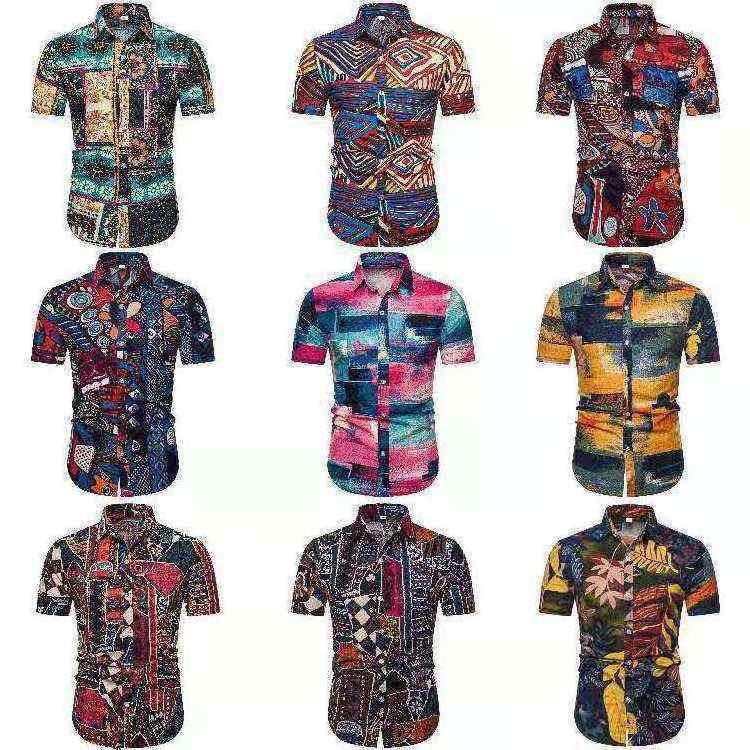 Hawaii full print shirt men's designer shirt short sleeve cross-border foreign trade beach men's shirt