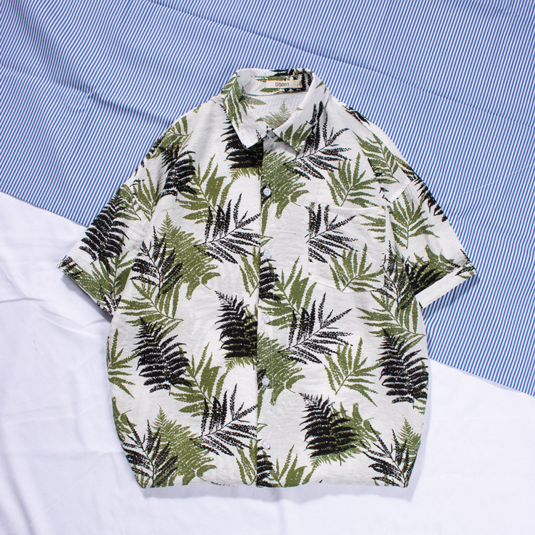 Foreign trade new summer leisure printed shirt men's Hawaiian holiday beach short-sleeved shirt