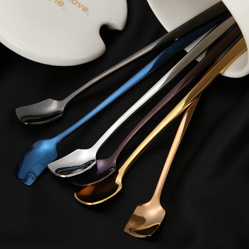 Food Grade 18/10 Stainless Steel Colored Coffee Ice Cream Stirring Dinner Dessert Spoon