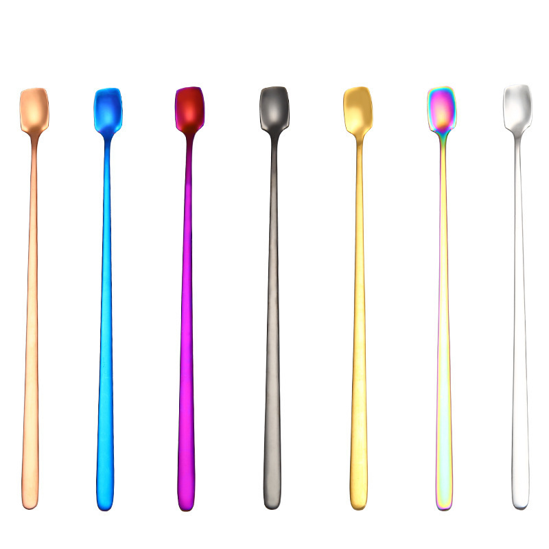 Food Grade 18/10 Stainless Steel Colored Coffee Ice Cream Stirring Dinner Dessert Spoon