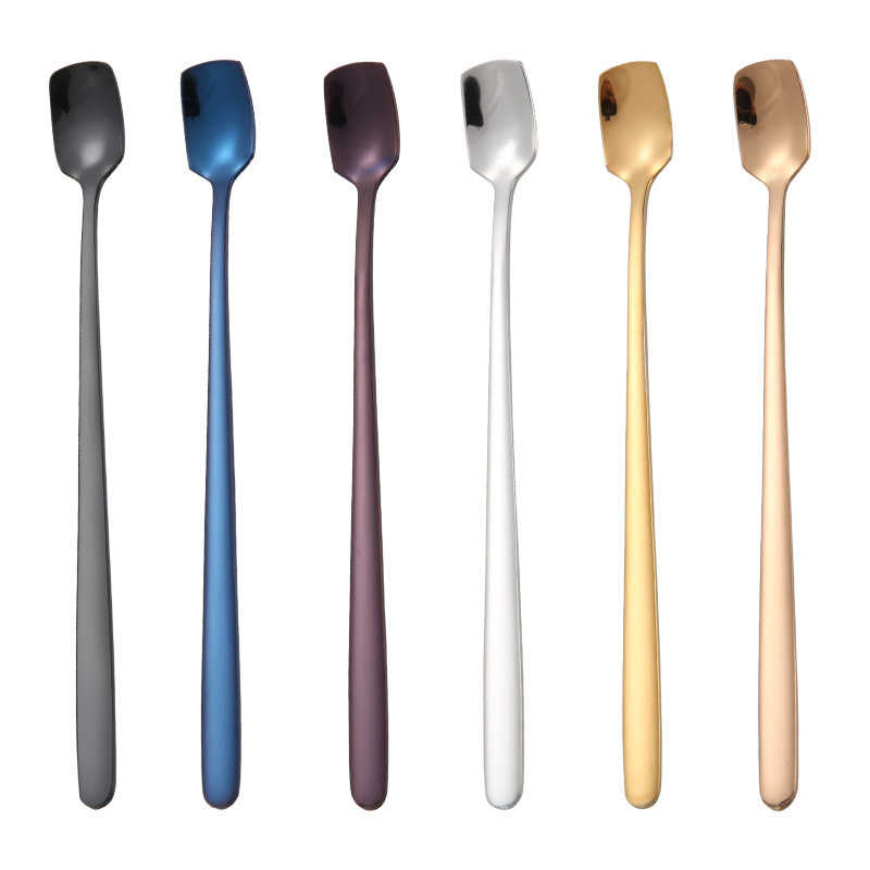 Food Grade 18/10 Stainless Steel Colored Coffee Ice Cream Stirring Dinner Dessert Spoon