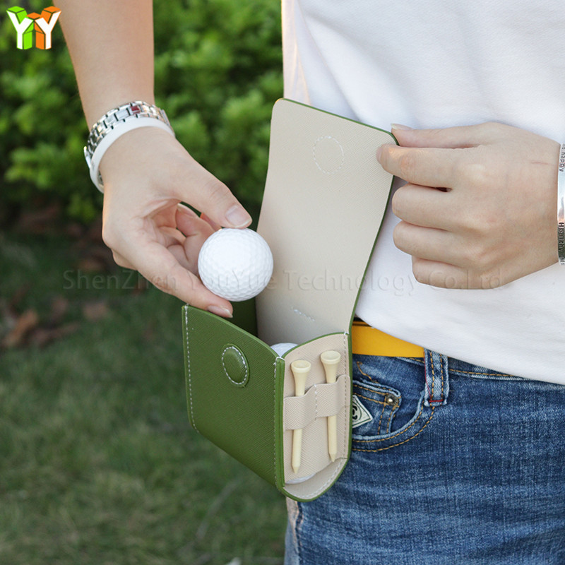 Golf Ball Holder with Divot Tool Pouch and Tee Holder Keychain Belt Clip Hook Carry Bag Golf Gifts