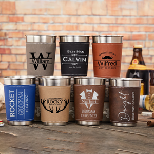 Personalized Custom Leather Beer Cup Sleeve For Stainless Steel Mug Glass Engraved Tumbler Beer Can Holder For Camping Drinks