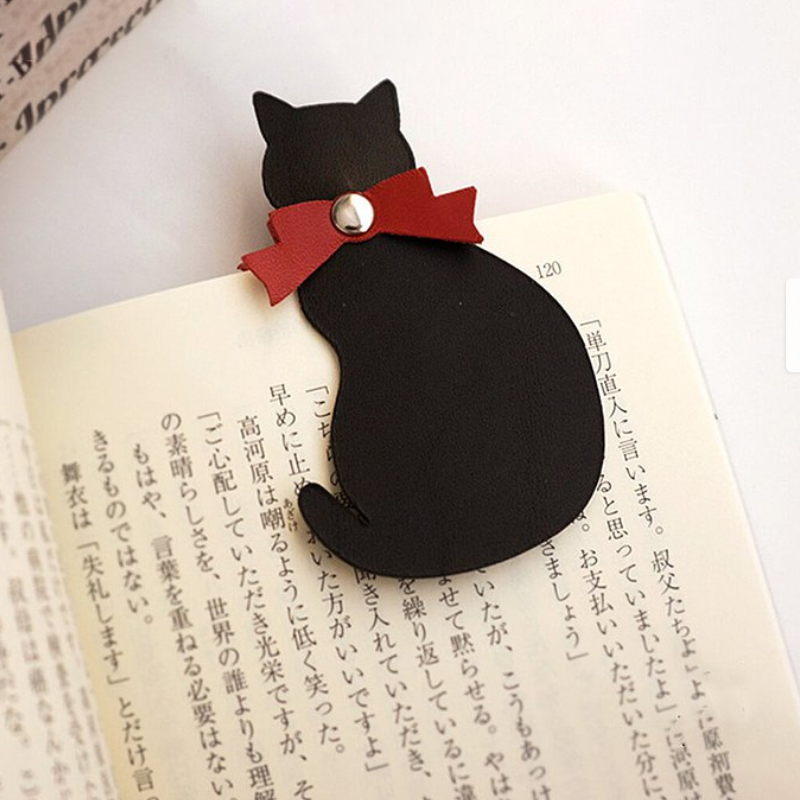 Cat Shaped Promotional Bookmarks Cute Custom PU Leather Bookmark Small Wholesale Bookmarks for Book