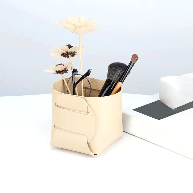 PU Leather Collapsible Baskets Hot Sale Storage Organizer Box Foldable Storage Bins for Small Items