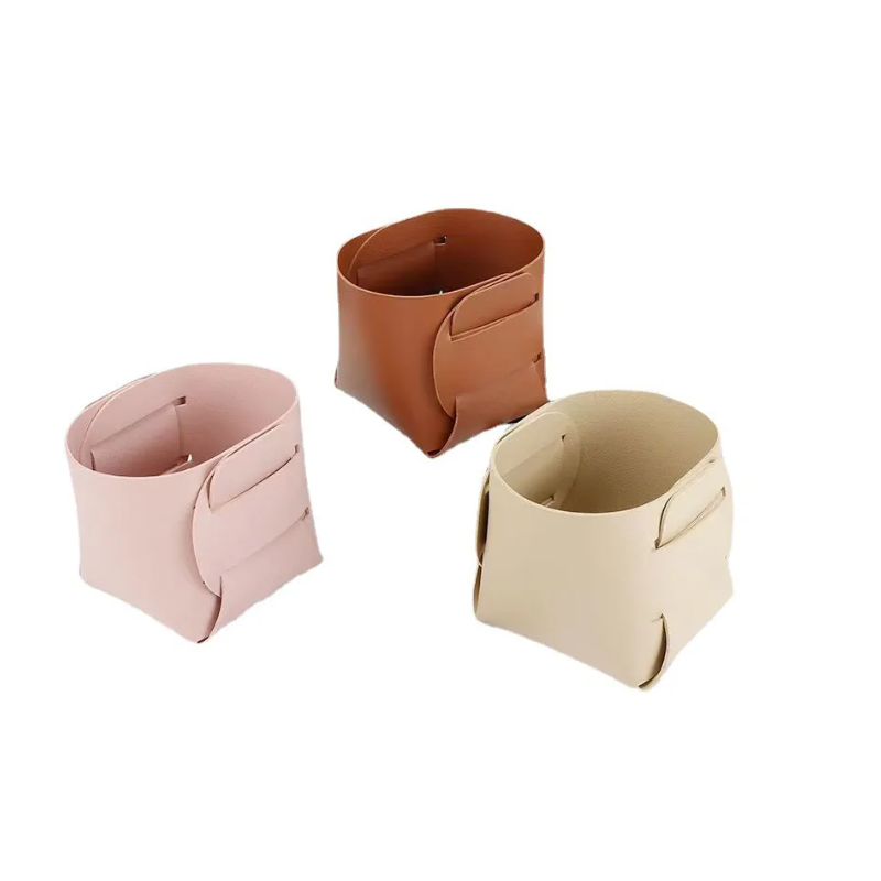 PU Leather Collapsible Baskets Hot Sale Storage Organizer Box Foldable Storage Bins for Small Items