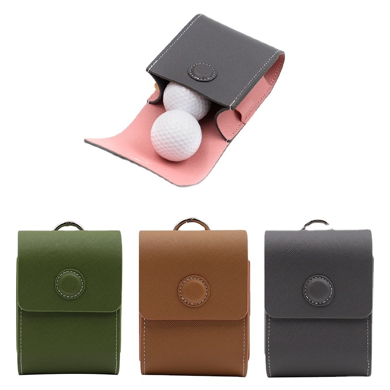 Golf Ball Holder with Divot Tool Pouch and Tee Holder Keychain Belt Clip Hook Carry Bag Golf Gifts