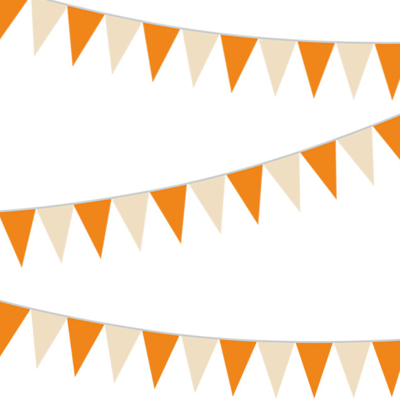 White Orange Triangle Flag Banner Decoration Party Supplies Bunting Birthday Anniversary Thanksgiving Graduation Flags