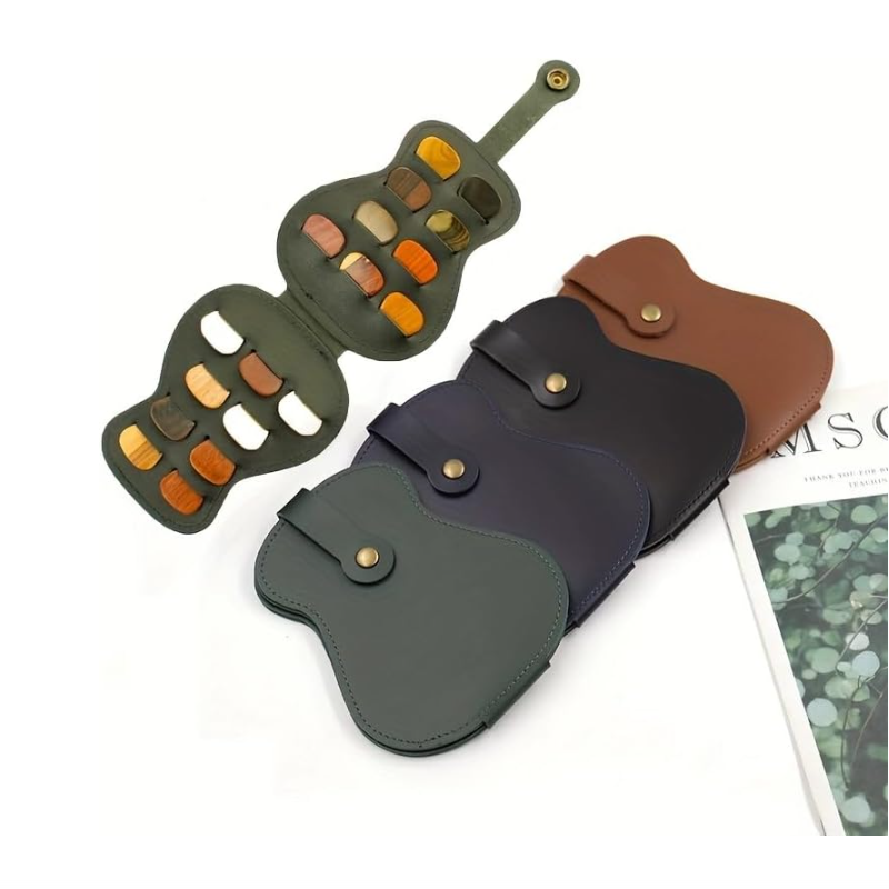 Portable PU Leather Guitar Pick Holder Case Guitar Pick Package Custom Plectrum Box