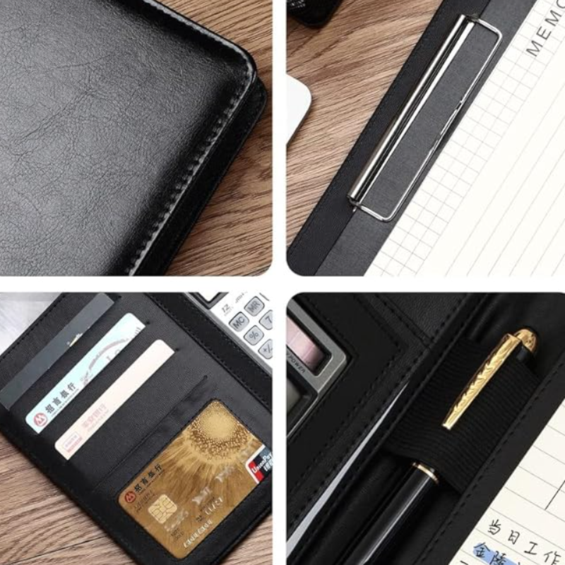 Padfolio Clipboard Folder Portfolio Professional Documents Organizer Padfolio Binder PU Leather Business Notebook A4 Notepad