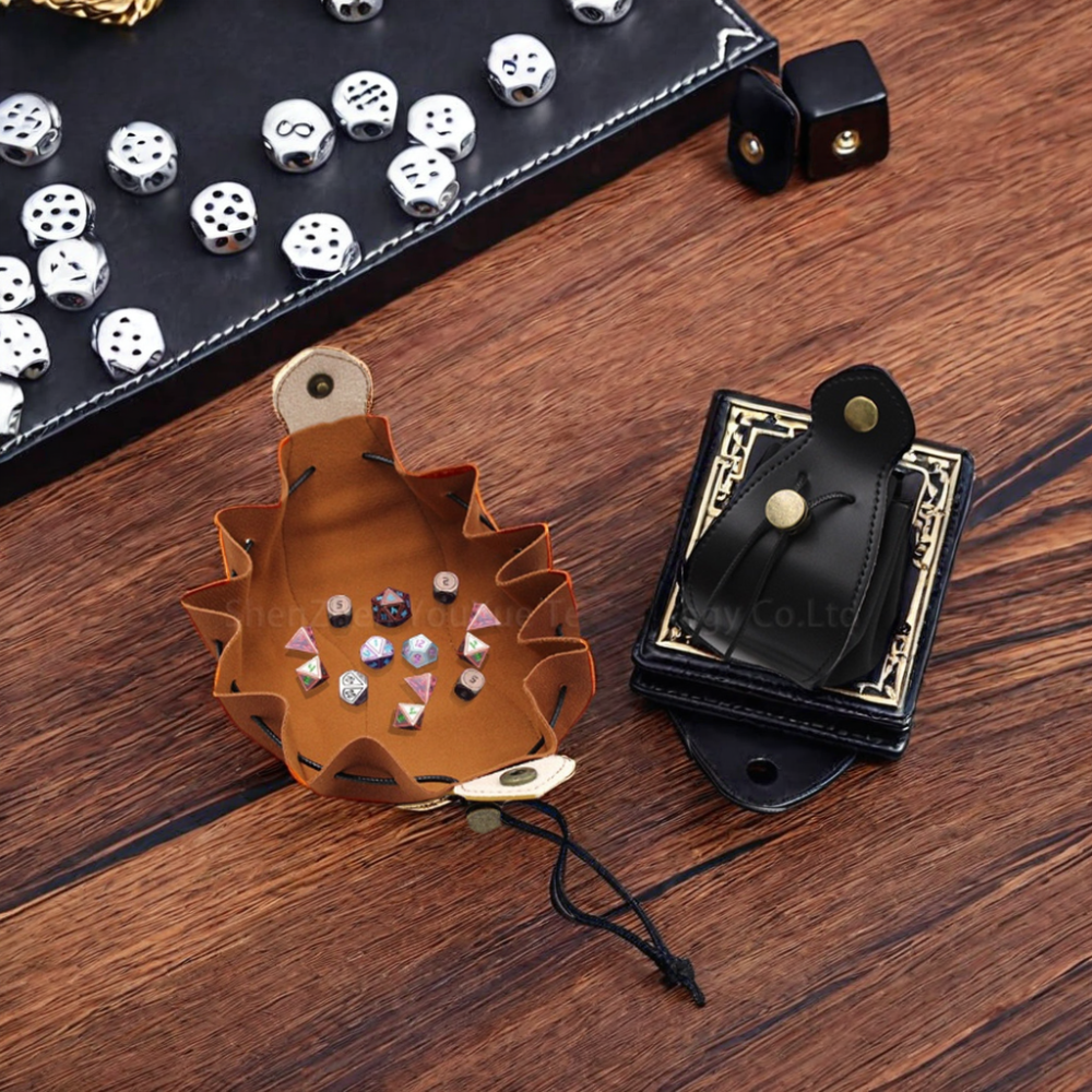 Quick Shipping Leather Dice Bag Portable DND Game Dice Box Tray Ludo Dice Game Board Game Accessories Gifts for Dicer Men Boys