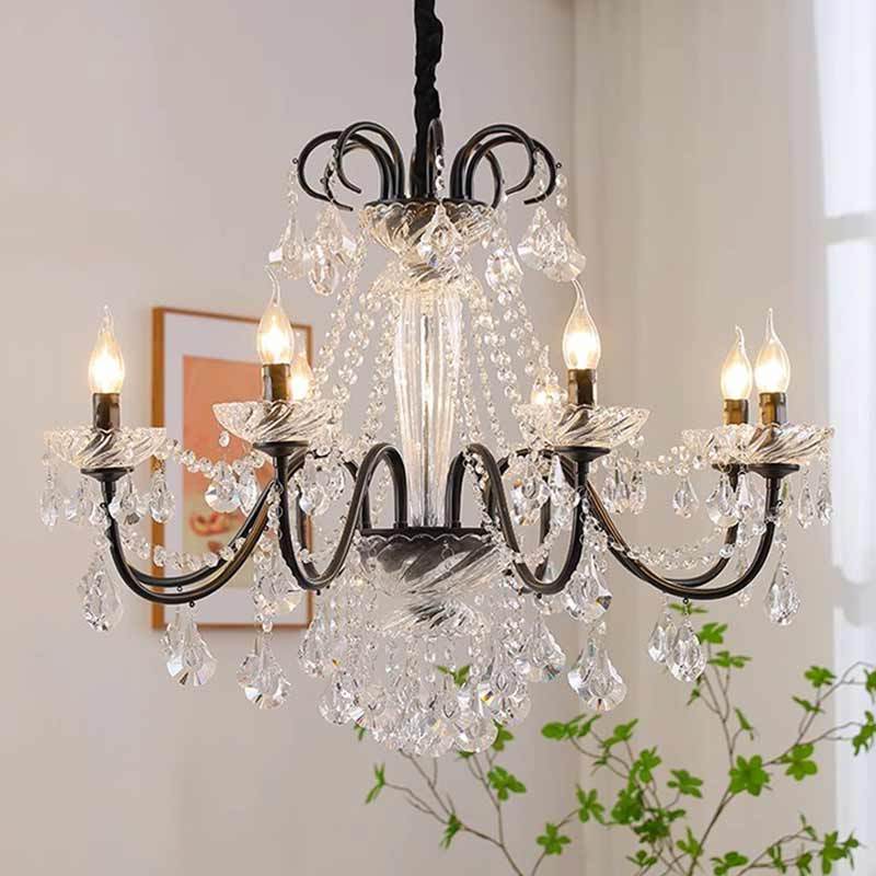 Industrial Style Iron Crystal Ceiling Chandelier For Hallway Living Room Foyer Bedroom Hall Home Decor Farmhouse Pendant Lamp