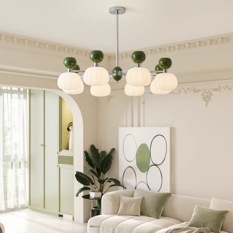 Modern Simple Milky White Pumpkin Living Room Restaurant Chandelier Bedroom Pendant Light