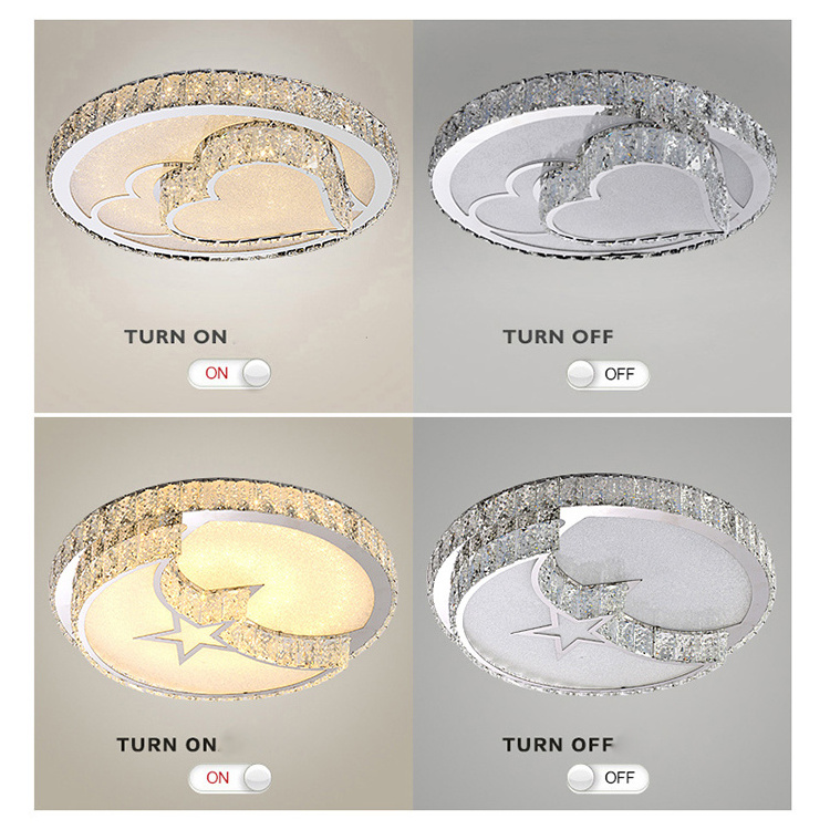 Round crystal bedroom lamp star moon wedding room simple modern warm  master bedroom  ceiling lamp