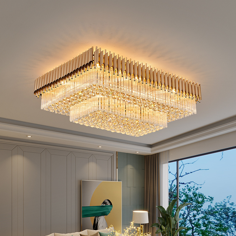 Luxury Gold House Led Lights Crystal Glass Ceiling Lamp Modern Lights For Home Living Room Decoration