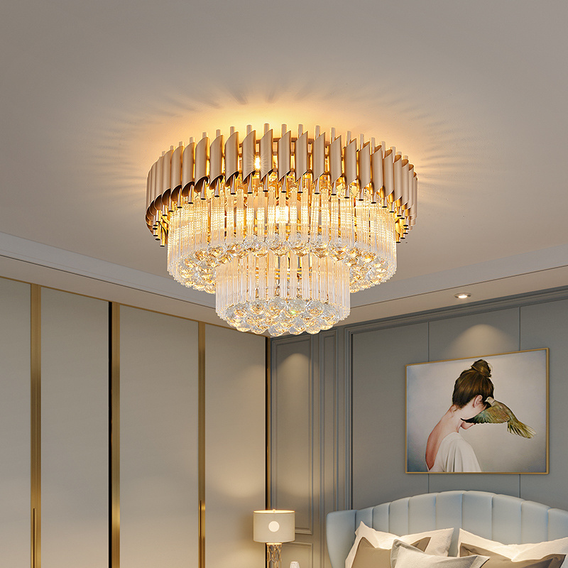 Luxury Gold House Led Lights Crystal Glass Ceiling Lamp Modern Lights For Home Living Room Decoration