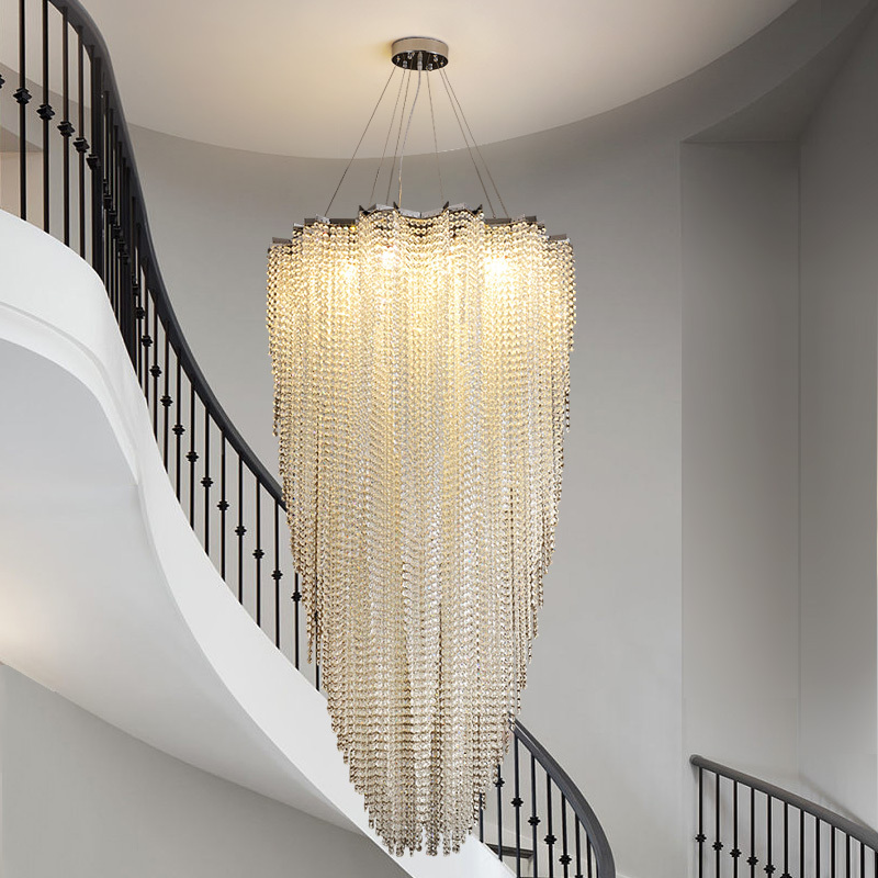 Factory Modern Large Long Ceiling Light Fixture Stairway Mini K9 Crystal Hotel Chandelier