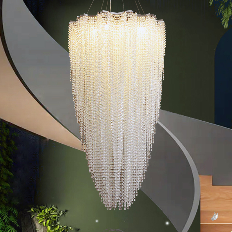 Factory Modern Large Long Ceiling Light Fixture Stairway Mini K9 Crystal Hotel Chandelier