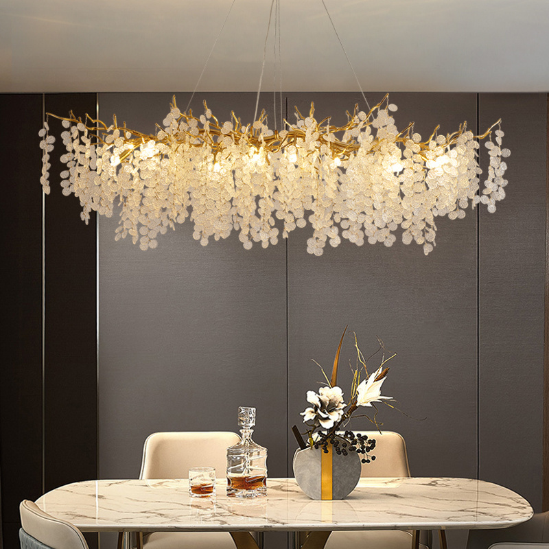 Luxury Crystal Chandelier Lighting Large Kitchen Light Fixtures Led Beaded Crystal Chandeliers For Dining Room Bedroom