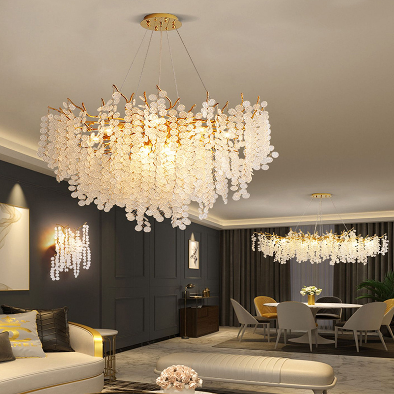 Luxury Crystal Chandelier Lighting Large Kitchen Light Fixtures Led Beaded Crystal Chandeliers For Dining Room Bedroom