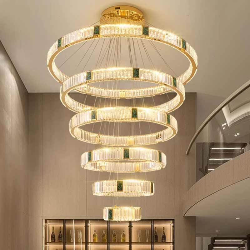 Project Pendant Led Modern Light New Chandeliers Villa Lighting Gold Entryway Foyer Crystal Chandelier Light Fixture