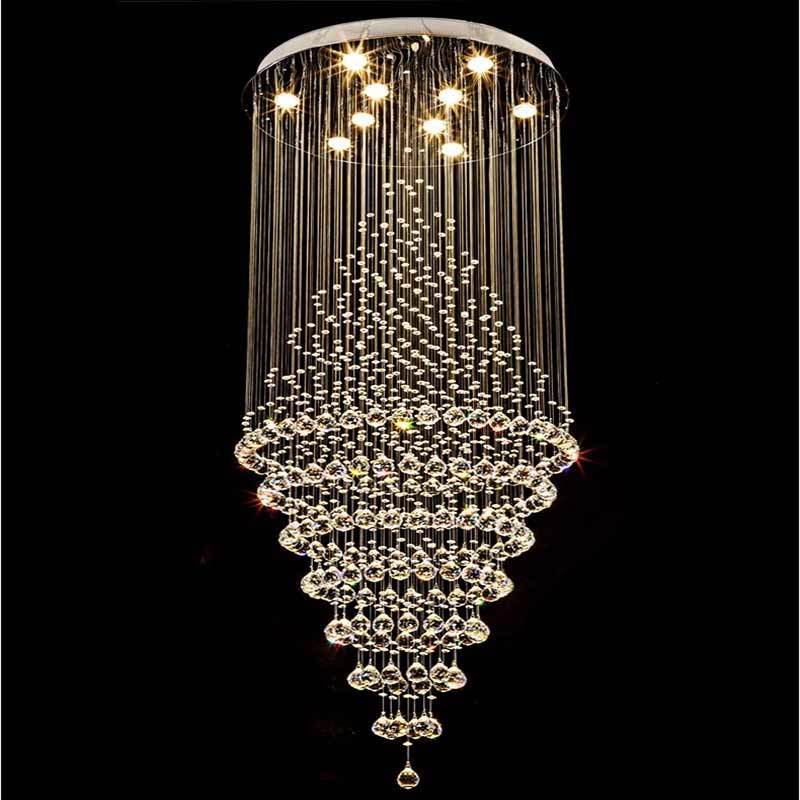 Luxury Hotel Home Living Room Decorative Crystal Modern Led Chandelier Pendant Light For High Ceiling