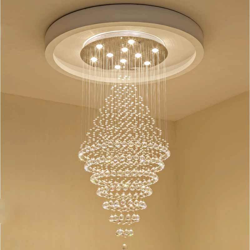 Luxury Hotel Home Living Room Decorative Crystal Modern Led Chandelier Pendant Light For High Ceiling