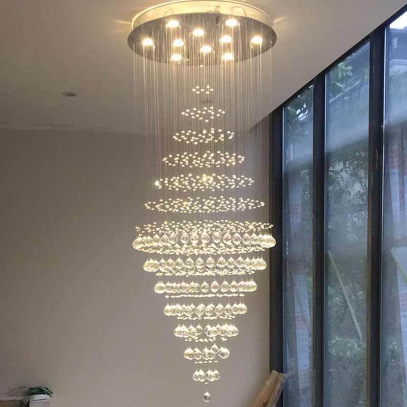 Luxury Hotel Home Living Room Decorative Crystal Modern Led Chandelier Pendant Light For High Ceiling