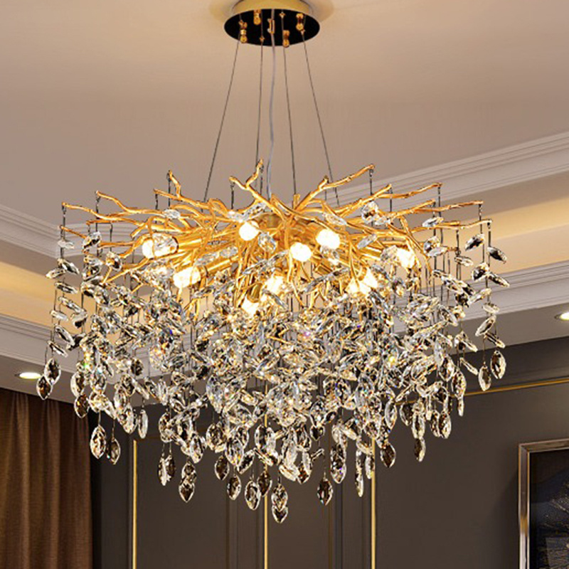 French Light Luxury Chandelier Dining Room Living Room Bedroom Villa Model Room Aluminum Water Drop Chandelier