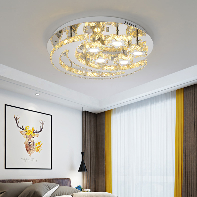 New Style Surface Mount Round Led Fixture Crystal Ceiling Lights