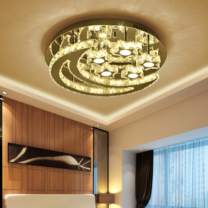 New Style Surface Mount Round Led Fixture Crystal Ceiling Lights