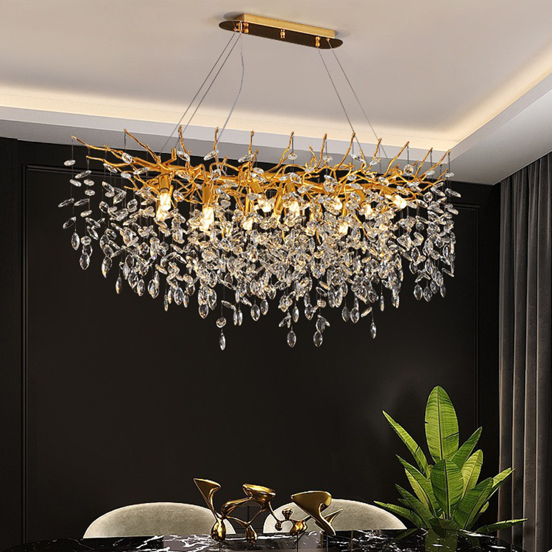 French Light Luxury Chandelier Dining Room Living Room Bedroom Villa Model Room Aluminum Water Drop Chandelier