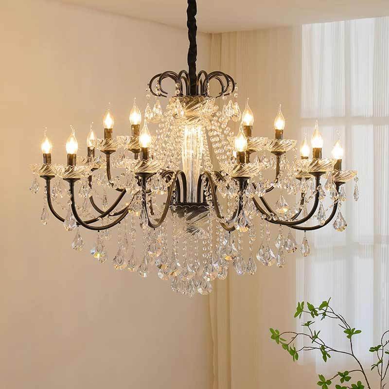 Industrial Style Iron Crystal Ceiling Chandelier For Hallway Living Room Foyer Bedroom Hall Home Decor Farmhouse Pendant Lamp