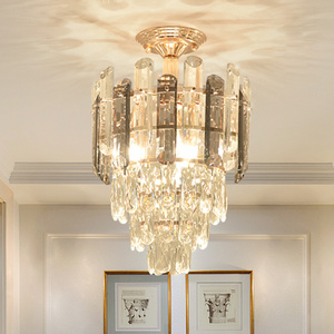 Light luxury crystal small chandelier hallway entrance light modern minimalist balcony staircase lighting fixtures