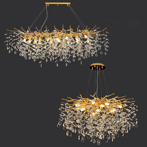 French Light Luxury Chandelier Dining Room Living Room Bedroom Villa Model Room Aluminum Water Drop Chandelier